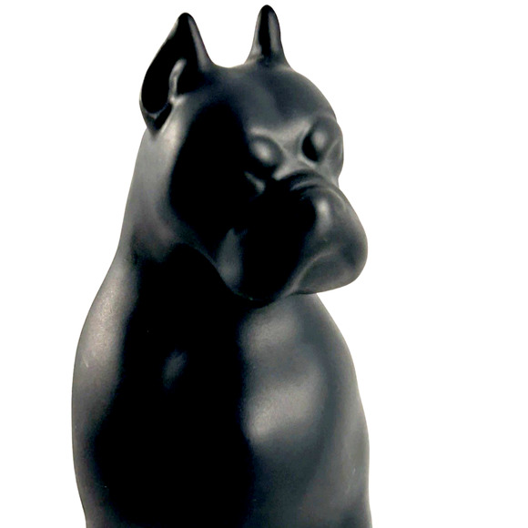 RARE!!  Royal Dux Bohemia Porcelain Boxer Dog Figurine Matte Black Czech ArtDeco - Picture 2 of 7